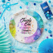 Colorful Splash Watercolor Birthday ペーパープレート (パーティー)