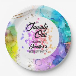 Colorful Splash Watercolor Birthday ペーパープレート