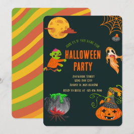 Colorful Spooky Halloween Party Invitation 招待状
