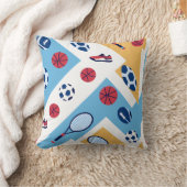 Colorful Sports Pattern – Balls, Rackets & Sneaker クッション (ブランケット)