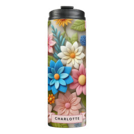 Colorful Spring 3D Felt Floral Art Custom Name タンブラー