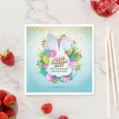 Colorful Spring Bunny Easter Eggs & Flowers スタンダードランチョンナプキン (インサイチュ)