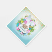 Colorful Spring Bunny Easter Eggs & Flowers スタンダードランチョンナプキン (角)