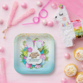 Colorful Spring Bunny Easter Eggs & Flowers ペーパープレート (パーティー)