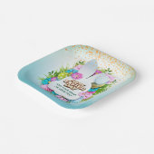 Colorful Spring Bunny Easter Eggs & Flowers ペーパープレート (傾斜あり)