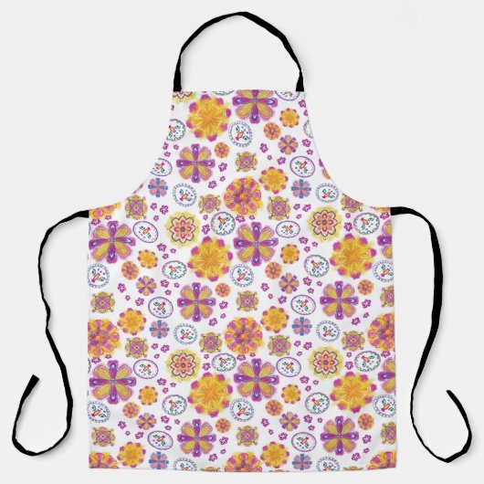 Colorful Spring Floral All-Over Print Apron エプロン (正面)