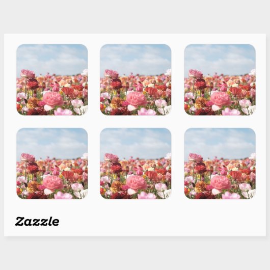 Colorful spring flower sticker スクエアシール (シート)