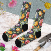 Colorful Spring Flowers Patterned Garden Lover's ソックス
