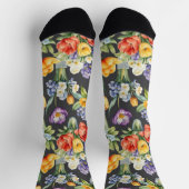 Colorful Spring Flowers Patterned Garden Lover's ソックス (上部)