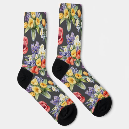 Colorful Spring Flowers Patterned Garden Lover's ソックス (右)