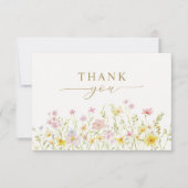 Colorful Spring Wildflower Meadow Garden Wedding サンキューカード (正面)