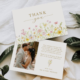 Colorful Spring Wildflower Meadow Garden Wedding サンキューカード