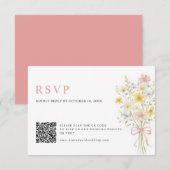 Colorful Spring Wildflower Meadow Wedding QR Code  出欠カード (正面/裏面)