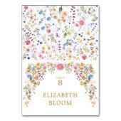 Colorful Spring Wildflower Wedding Seating Table テーブルナンバー (正面)