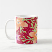 Colorful springtime flower pattern, raspberry pink コーヒーマグカップ (左)
