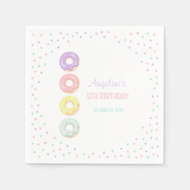 Colorful Sprinkle Sweet Donuts Kids Birthday スタンダードカクテルナプキン