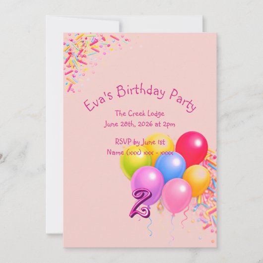 Colorful Sprinkles Birthday Invitation 招待状 (正面)