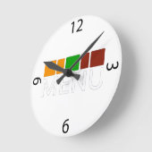 Colorful Squares Menu Text Graphic ラウンド壁時計 (傾斜)