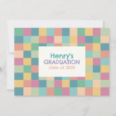 Colorful Squares Photo Preschool Graduation 招待状 (裏面)