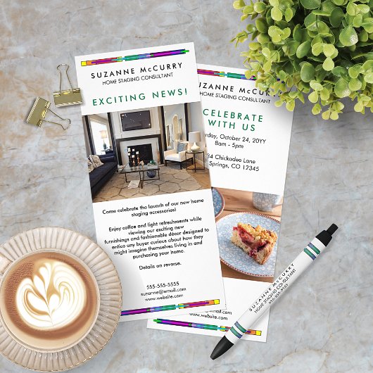 Colorful Stained Glass Design Custom Photo ラックカード