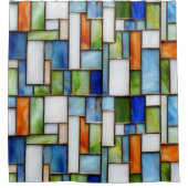 Colorful stained glass geometric pattern シャワーカーテン (正面)