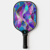 Colorful Stained Glass Mosaic Pickleball Paddle ピックルボールラケット (正面)