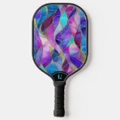 Colorful Stained Glass Mosaic Pickleball Paddle ピックルボールラケット (裏面)
