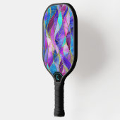 Colorful Stained Glass Mosaic Pickleball Paddle ピックルボールラケット (左)