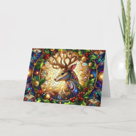 Colorful Stained Glass Stag Christmas Holiday Card シーズンカード