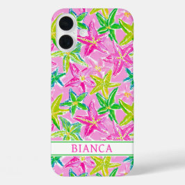 Colorful Starfish Monogrammed iPhone 16 Plusケース