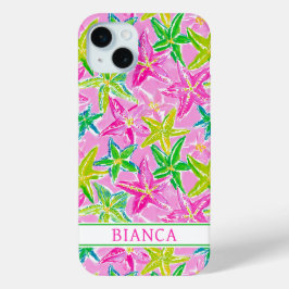 Colorful Starfish Monogrammed iPhone 15 Miniケース