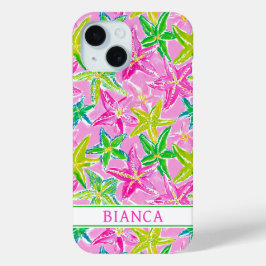 Colorful Starfish Monogrammed iPhone 15ケース