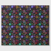 Colorful Stars Black  ラッピングペーパー (フラット)