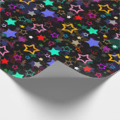 Colorful Stars Black  ラッピングペーパー (角)