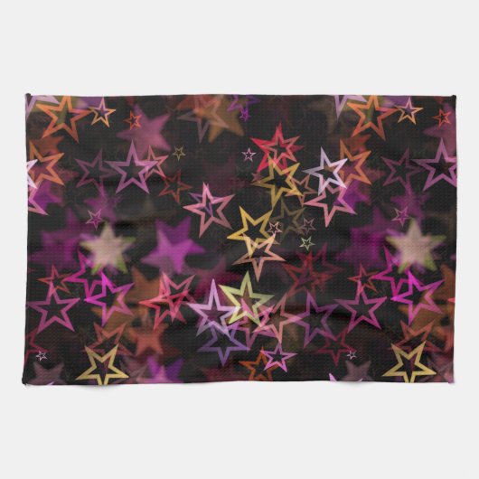 Colorful Stars Dance Whimsically  キッチンタオル (横)