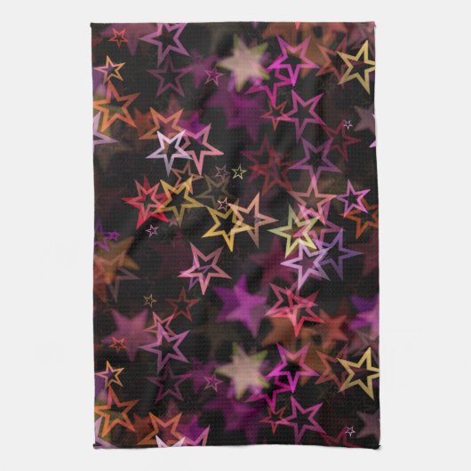 Colorful Stars Dance Whimsically  キッチンタオル (縦)