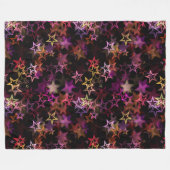 Colorful Stars Dance Whimsically  フリースブランケット (正面(横))