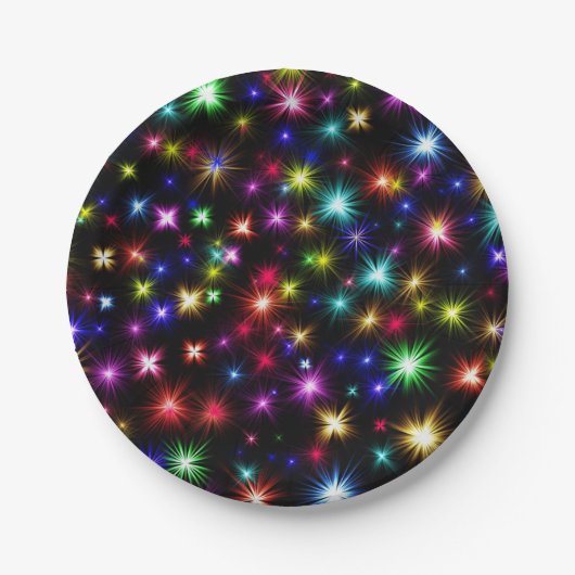 Colorful Stars Fireworks Design-27317 ペーパープレート (正面)