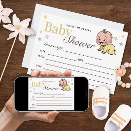 Colorful Stars Gender Neutral Baby Shower 招待状