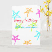 Colorful stars happy birthday add name text simple カード (黄色い花)