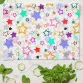 Colorful Stars White  キッチンタオル (折り畳み)