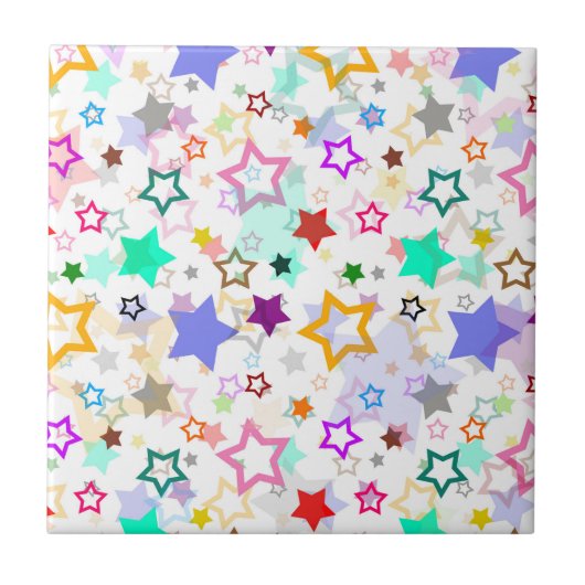 Colorful Stars White  タイル (正面)