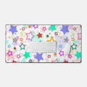 Colorful Stars White  デスクマット (キーボード&マウス)