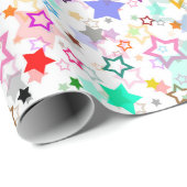 Colorful Stars White  ラッピングペーパー (ロールコーナー)