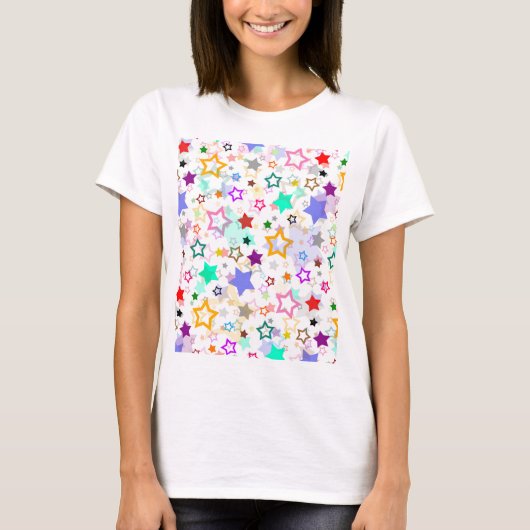 Colorful Stars White  Tシャツ (正面)