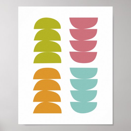 Colorful Stones Mid Century Modern Abstract Poster ポスター (正面)