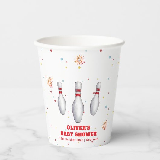 Colorful Strike Up Bowling Sport Baby Shower  紙コップ (正面)