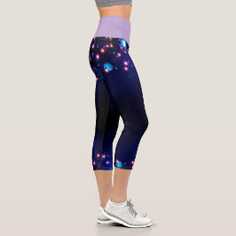 Colorful String Lights High Waisted Capris カプリレギンス