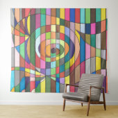 Colorful Striped Abstract with Spiral Center タペストリー (インサイチュ(横))
