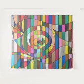 Colorful Striped Abstract with Spiral Center タペストリー (正面(横))